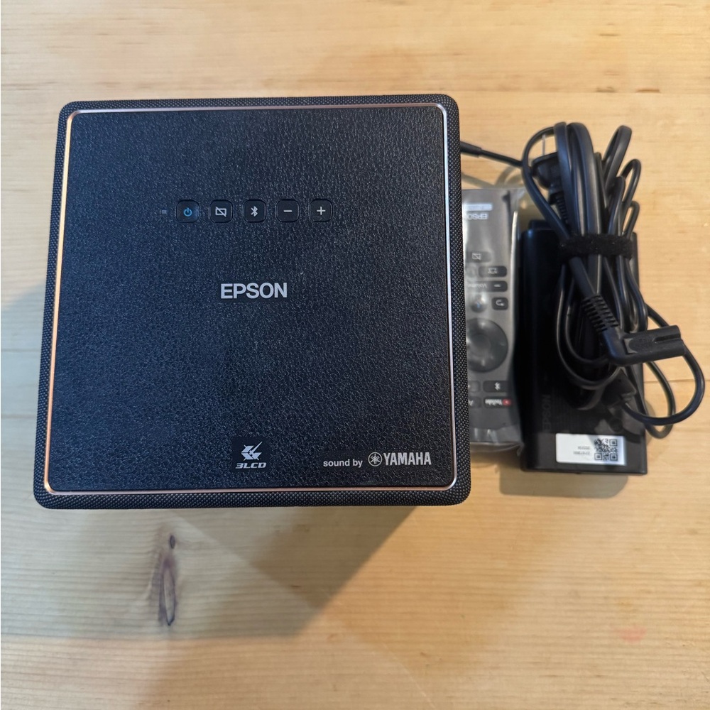 Epson Black Portable Projector with Speaker and Gold Trim
